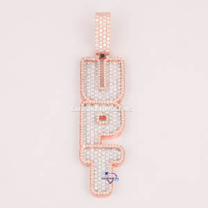 IGI certificado 14KT oro rosa Hip Hop joyería laboratorio cultivado diamante letra inicial colgante personalizado Iced Out colgantes - Product Image 1