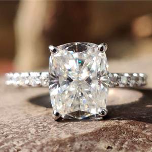 10kt Solid Gold Unique Promise Proposal Rings for Women Made With Cushion Cut Lab Grown Diamond - Product Image 5