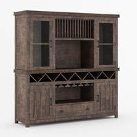 Meuble de salle à manger/bar en teck massif de style farmhouse, éco-responsable, avec porte vitrée, pour cuisine, en bois de Java