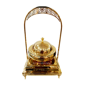 Le plus étonnant des plats chauds chauffe-plats plaqué or brillant chauffe-plats arrondi avec base de support de forme carrée pour l'utilisation de mariage - Product Image 4