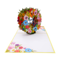 Carte 3D Pop-up Personnalisée de Haute Qualité, Motif Fleurs Sauvages, Artisanat, Remerciement, Amour, Mariage, Imitation Antique, Impression Offset sur Papier