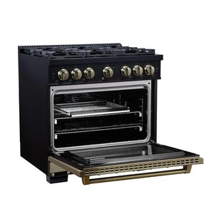 Nueva Estufa de Combustible Dual Ambassador de 36 Pulgadas en Negro con 6 Quemadores Sellados, Potencia de Cocina de 71 000 BTU, 5.2 Pies Cúbicos Horno de Convección - Product Image 4