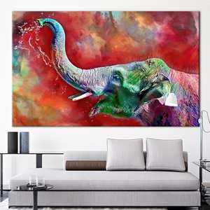 Arte en lienzo de elefantes coloridos - Diseño impreso, decoración vibrante, 1P:Gallery Wrapped - Product Image 1