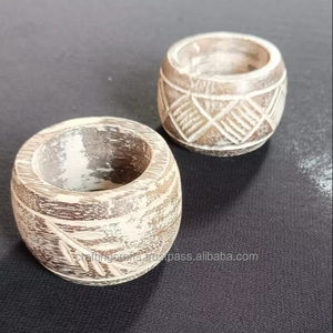 Anneaux de serviette en bois vintage de luxe fabriqués à la main en Inde, écologiques, inspirés de Noël, pour les mariages, l'artisanat à domicile - Product Image 1