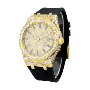 Reloj Unisex de Acero Inoxidable con Movimiento de Cuarzo, Esfera de Cristal con Corte Redondo de Moissanita VVS, Estilo Hip Hop para Hombre - Product Image 1