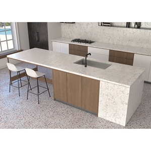 Encimera de cuarzo Carrara para cocina, tocador, piedra prefabricada para construcción interior, cortada a medida, estilo Taj Mahal - Product Image 4
