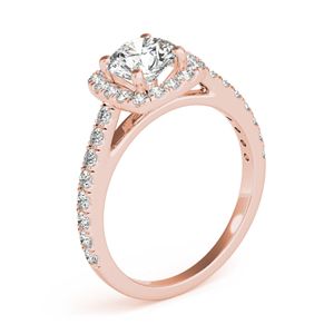 Round Cut Moissanite Halo with Accents Sterling Silver Engagement <b>Ring</b> for Women in Prong Setting - Product Image 2