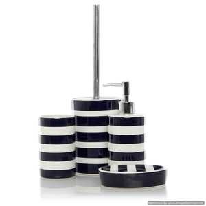 Ensemble de salle de bain de décoration d'hôtel ensemble de salle de bain moderne de couleur noire avec design fantaisie pour articles ménagers distributeur de savon boîte à mouchoirs porte-brosse - Product Image 3