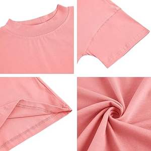 Camisetas recortadas de cuello falso rosa para mujer, algodón transpirable, personalizado, de talla grande, Manga corta suelta, largo, de gran tamaño para gimnasio de Yoga - Product Image 4