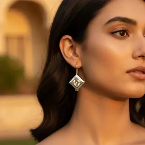 ต่างหูห้อยประดับเลมอนควอตซ์ ชุบทอง 18K เงินแท้ 925 สำหรับผู้หญิง เครื่องประดับงานแต่งงาน ประดับมุกและเพชรเป็นหินหลัก - Product Image 2