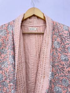 Chaqueta Kantha hecha a mano de algodón, ropa de mujer, abrigo Reversible acolchado, Kimono, chaqueta Bohemia Vintage india, regalo de Navidad para ella - Product Image 5