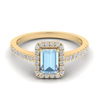 Bague délicate REYES en argent sterling 925 avec pierre précieuse naturelle aquamarine faite à la main et moissanite VVS certifiée GRA étincelante