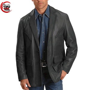 Blazer en cuir élégant pour homme, couleur personnalisée, sport, 100% cuir d'agneau véritable, respirant, séchage rapide, imperméable, coupe-vent - Product Image 1