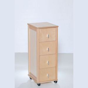 MASLEGNO Solid Wood Beech Storage Cart with PVC Drawer Tile Top Modern Design <b>Plastic</b> <b>Wheels</b> Chrome Handles Versatile Use - Product Image 1