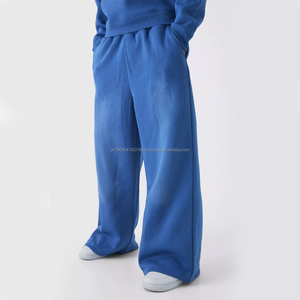 2025 Hot Sale Men's Wide Leg Exposed Distressed Seam Sweatpants Custom Logo <b>Baggy</b> Trousers 390 GSM High Waist Waterproof <b>Joggers</b> - Product Image 6