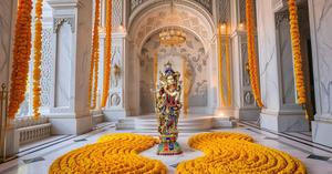 Grand Radha Lord Krishna Idol God Murti Home Decor Outdoor Thanksgiving Puja Room Diwali Cadeaux pour les parents Sculptures de 29 pouces - Product Image 2