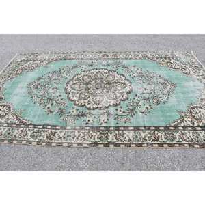 Tapis vintage vert beige 5,7x9,7 pieds Tapis turcs - Product Image 3