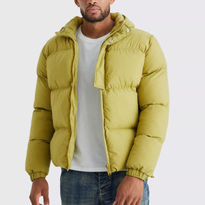 <b>Top</b> Selling Tall Boxy Hooded Puffer Jacket With Half Placket Windproof Warm Winter Bubble <b>Men's</b> Jackets With 2 Side Pockets - Product Image 1