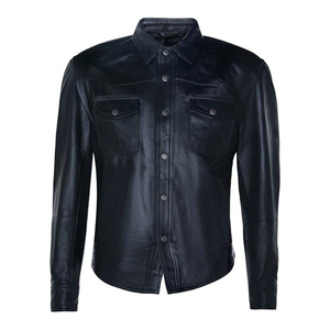 Veste en cuir de motard noir classique pour hommes de qualité supérieure poches avant vestes en cuir élégantes vintage - Product Image 1