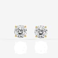 Pendientes de Moissanita Brillante de 1 Quilate, Corte Portugués Certificado, Incoloro (D-E), Engaste de Cuatro Puntas, Oro de 18K, para Compromiso
