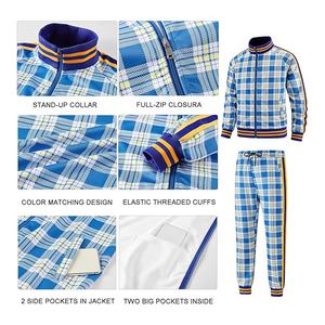 Conjunto deportivo de poliéster para hombre con cierre de cremallera, transpirable, informal, para correr, gimnasio, fitness. - Product Image 5