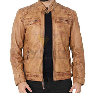 Solid Color Men's <b>Genuine</b> Leather High Street Style Reversible Windproof Streetwear Jacket-Pakistan Manufacturer - Product Image 3