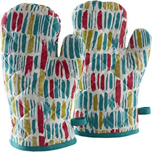 Mitaines de couleur unie 100% coton tablier de cuisine complet ensemble de gants de four - Product Image 3