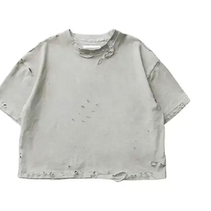 Custom 300 GSM Heavyweight 100% algodón de los hombres de gran tamaño Boxy Fit camiseta suelta desgastada Streetwear con 200 gramos de peso de la tela - Product Image 3