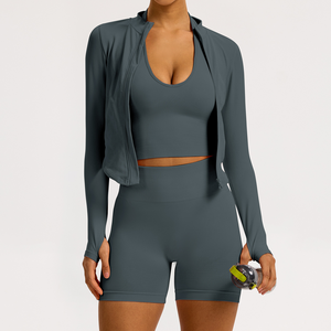 Femmes haute qualité sans couture beauté dos taille haute hanche levage séchage rapide course Gym Yoga Fitness ensembles pour femmes - Product Image 6