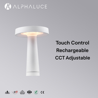 Lampe de table LED à luminosité réglable par commande tactile rechargeable, lumière intelligente AI, design moderne, abat-jour blanc/noir, usage résidentiel