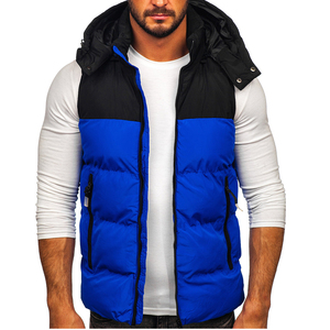 Gilet à bulles pour hommes, col montant épais, coupe-vent, sans manches, coupe ajustée, vêtements d'extérieur décontractés - Product Image 1