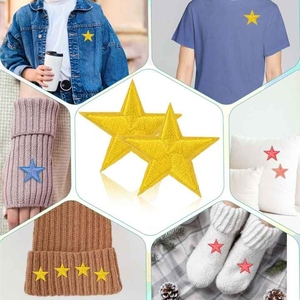 Lot de 80 patchs étoile à repasser cousus sur patchs patchs brodés appliques embellissements pour artisanat sac à dos sacs vêtements - Product Image 6