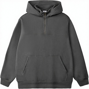 Vente en gros – Sweat à capuche oversize pour homme 400 g/m² avec fermeture éclair quart de tour, respirant, style streetwear, en molleton épais coton-polyester, personnalisable avec logo - Product Image 1