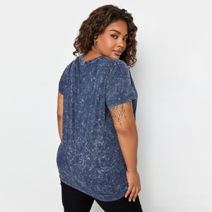 Camiseta de Mujer con Apliques y Lavado Ácido, Estilo Retro, Tela de Algodón Desgastada, Personalizable, Corte Holgado, Manga Corta, Ropa Casual de Calle para Verano - Product Image 3