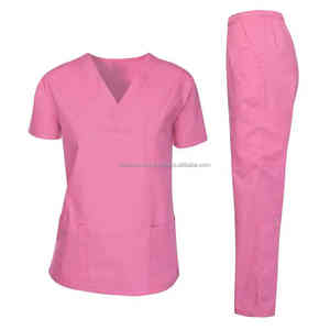 Conjuntos de uniformes de hospital transpirables de manga corta personalizados para mujer, uniformes médicos de trabajo de enfermera de alta calidad, logotipo de diseño personalizado de punto - Product Image 5