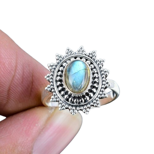 925 Solid Silver Classical Ring <b>Jewelry</b> For Women 925 Sterling Silver Labradorite Gemstone Boho Style Handmade Ring Gift For <b>Mom</b> - Product Image 1