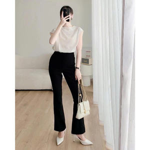 Pantalones Acampanados de Mujer, Pantalones Acampanados de Cintura Alta, Estilo Elegante Básico - Product Image 1