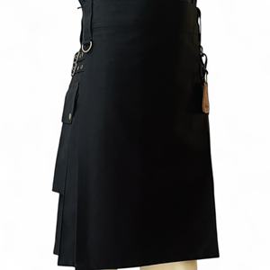 Kilt de base en coton sergé 290 Gsm noir avec poches cargo pour hommes vêtements tous modèles - Product Image 1