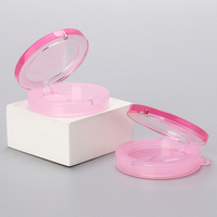 OMI étui à poudre magnétique de luxe rose clair étui à blush emballage cosmétique en plastique biodégradable avec trou de porte-clés