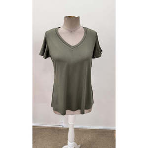 Chemisier en viscose à manches courtes et col en V pour femme, 31379 - Vert - Product Image 4