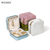 WEIMEI Logo personnalisé petit emballage de bijoux de voyage organisateur boîtes bague boucle d'oreille collier stockage velours boîte à bijoux