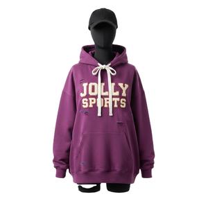 Sweat à capuche oversize pour femme en molleton de coton premium 320 GSM, couleur violet doux, avec applique brodée et logo personnalisé, modèle basique - Product Image 1