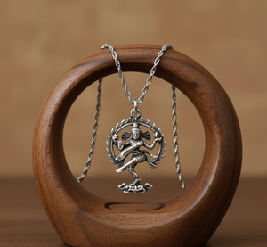 Collar de cadena de eslabones de rodio para uso diario con colgante espiritual Om Natraja, chapado en oro, diseño minimalista de animales con engaste de bisel, en tendencia. - Product Image 3