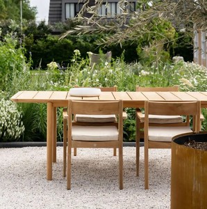 เก้าอี้เท้าแขนสำหรับรับประทานอาหารกลางแจ้งแบบทันสมัยพร้อมเบาะสั่งล่วงหน้าเฟอร์นิเจอร์ไม้สักรายการผสม1X20ft สำหรับห้องนั่งเล่นสวน - Product Image 4