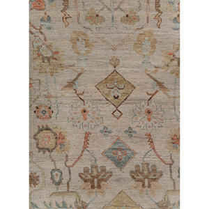 Tapis en laine afghane noué à la main Someplace in Time, motif médaillon, couleur ivoire, pour usage domestique - EA-3009 (Cs-04) - Product Image 3