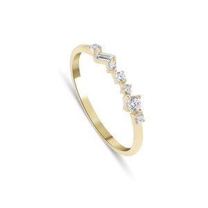Piedra de circón cúbico banda minimalista sólida Plata de Ley 925 relleno de oro mujer chica anillo de compromiso de boda joyería de plata fina - Product Image 2
