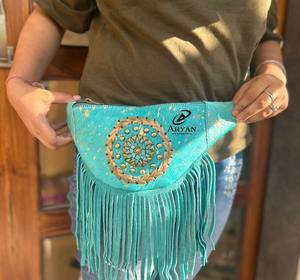 Hand Stitched Cowhide Metallic Fur Leather Hip Bags Multi Color Hip <b>Pockets</b> <b>Belts</b> Waist <b>Pocket</b> <b>Belt</b> Fringe Cow Hair Fringe <b>Belts</b> - Product Image 1