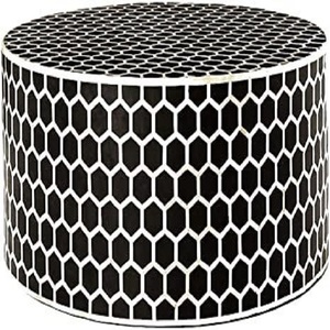 Modern Hexagon Cube Coffee <b>Table</b> with Bone Inlay Stone Set for Living Room Bedroom or Apartment in Charcoal Color - Product Image 1