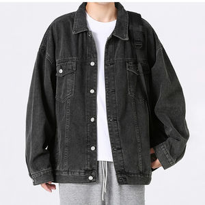 Wholesale High Quality Acid Washed <b>Denim</b> <b>Jackets</b> for <b>Men</b> Oversized <b>Hooded</b> Jean <b>Jacket</b> Front Logo Winter High Street Style Canvas - Product Image 1