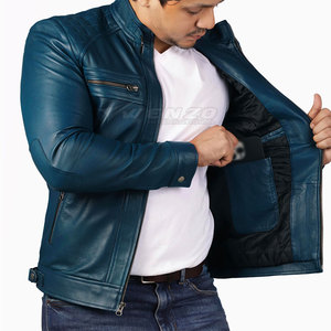 Veste en cuir de vache véritable pour homme, automne-hiver, haute qualité, écologique, coupe-vent, respirante, décontractée, service OEM - Product Image 5